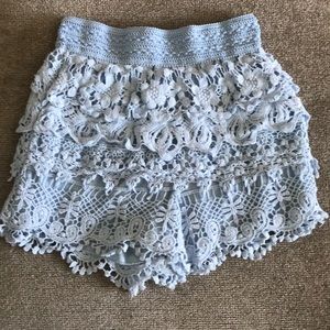 Baby blue lace shorts
